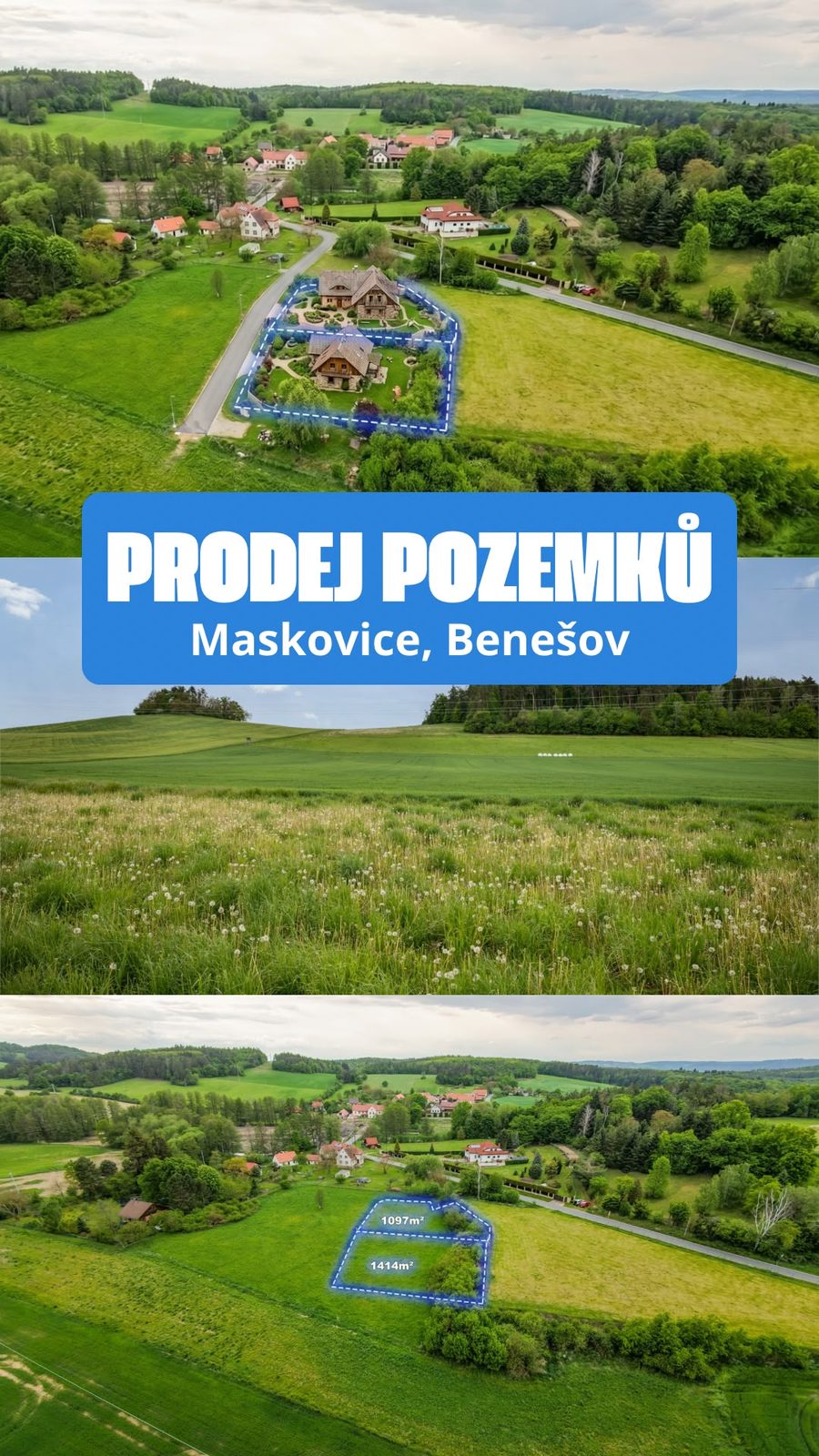 Prodej pozemků, Maskovice, Benešov