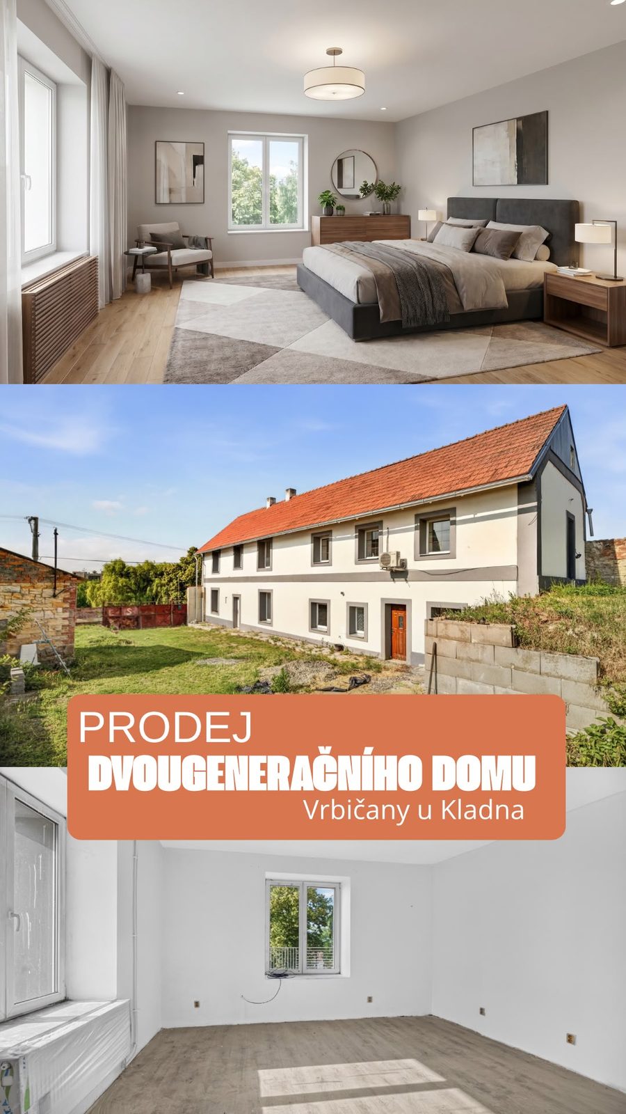 Prodej dvougeneračního domu, Vrbičany u Kladna